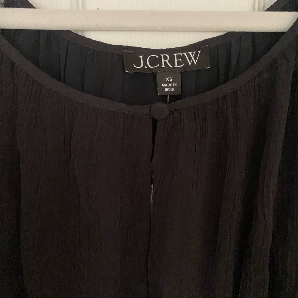 J Crew Elena Long Sleeve Black Chiffon Dress - Picture 8 of 13